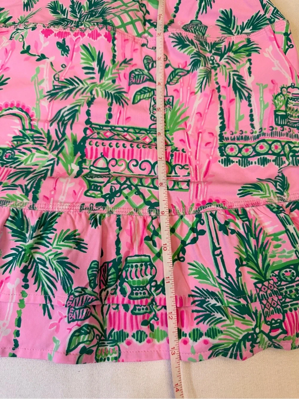 Lilly Pulitzer Fern Luxletic Ruffle Skort M Always Worth It Pink Green Palm